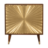 Solid Mango Wood Storage Cabinet With 2 Gold Front Drawers - Manila