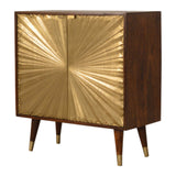 Solid Mango Wood Storage Cabinet With 2 Gold Front Drawers - Manila