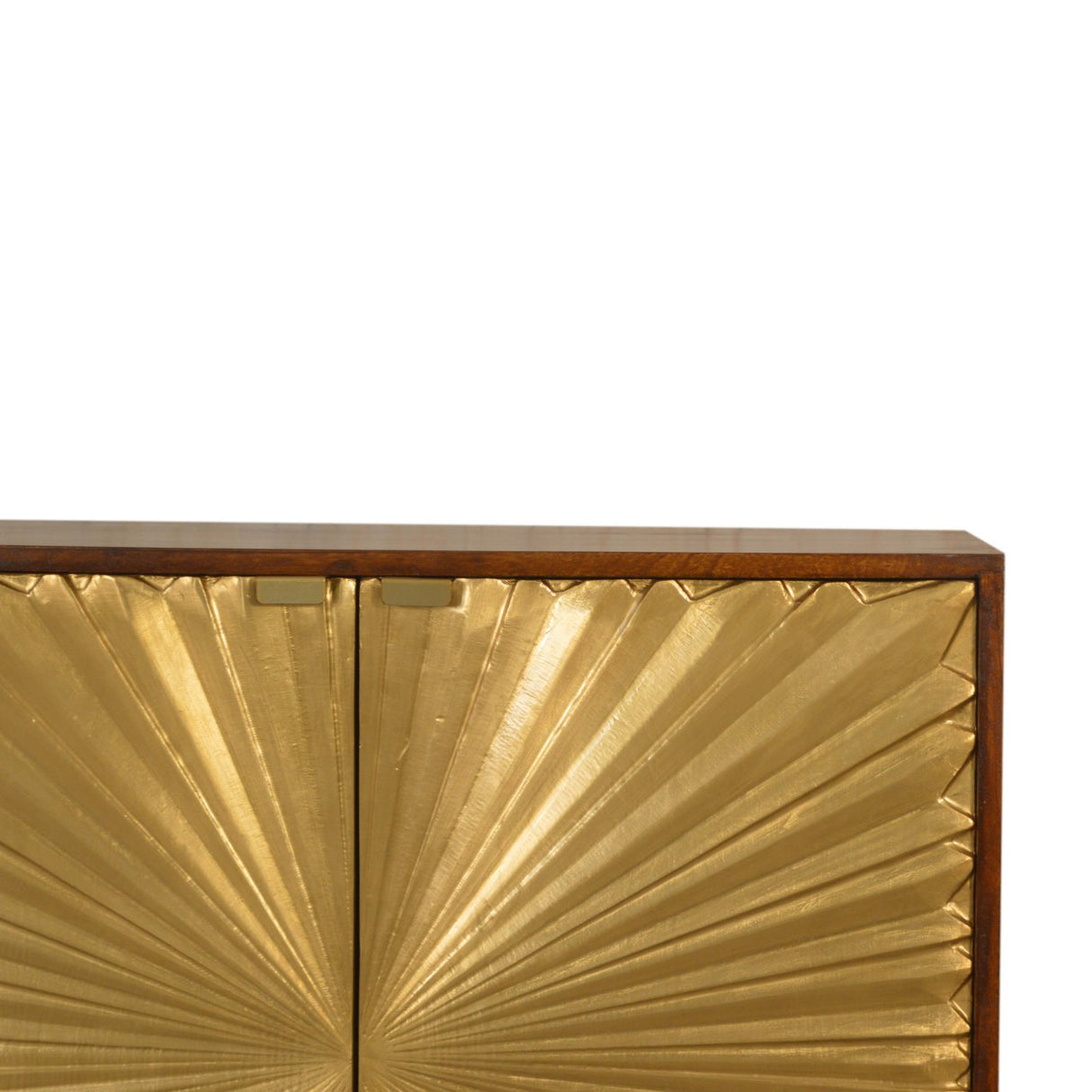 Solid Mango Wood Storage Cabinet With 2 Gold Front Drawers - Manila