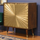Solid Mango Wood Storage Cabinet With 2 Gold Front Drawers - Manila