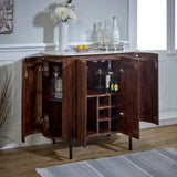 Solid Mango Wood Storage Cabinet With Marble Top - Opal