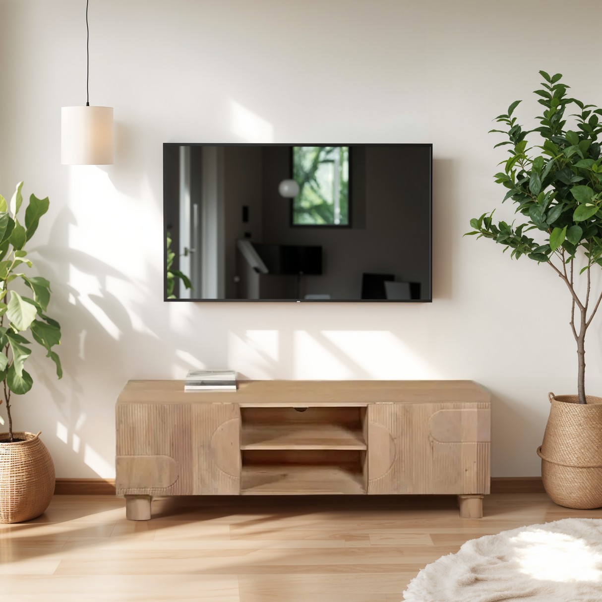 Solid Mango Wood TV Stand With 2 Doors - Austin