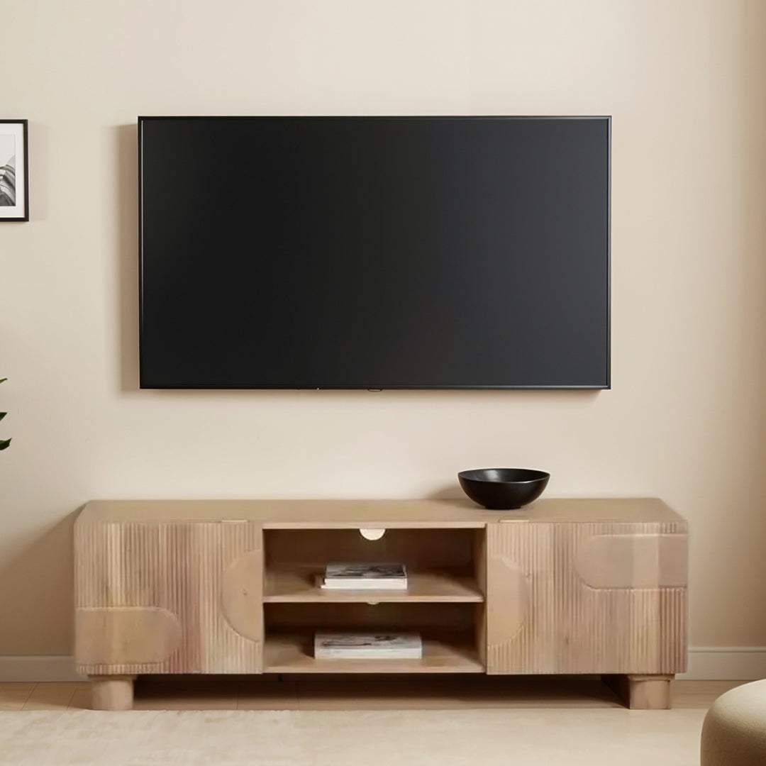 Solid Mango Wood TV Stand With 2 Doors - Austin