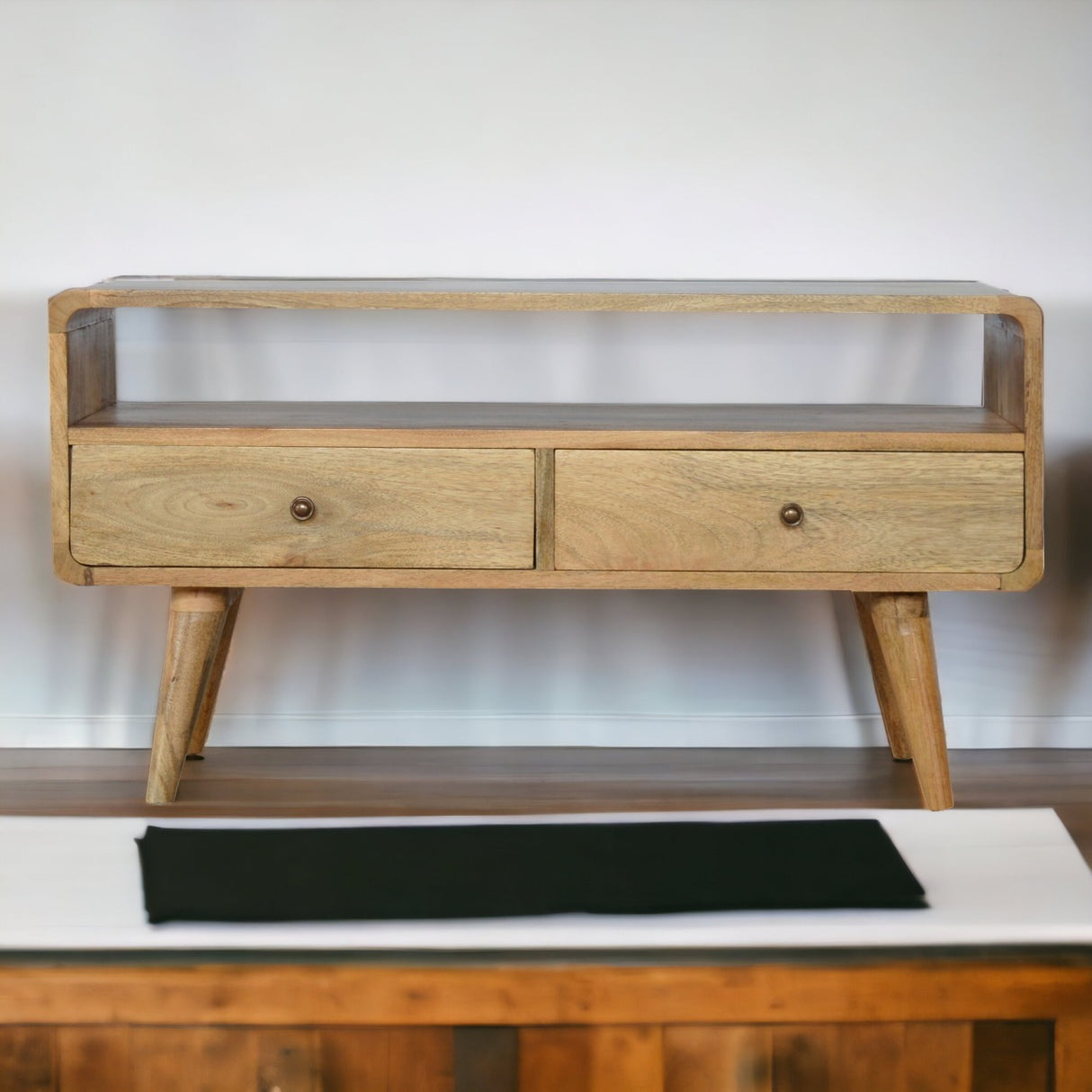 Solid Mango Wood TV Stand With 2 Drawers - Coventry