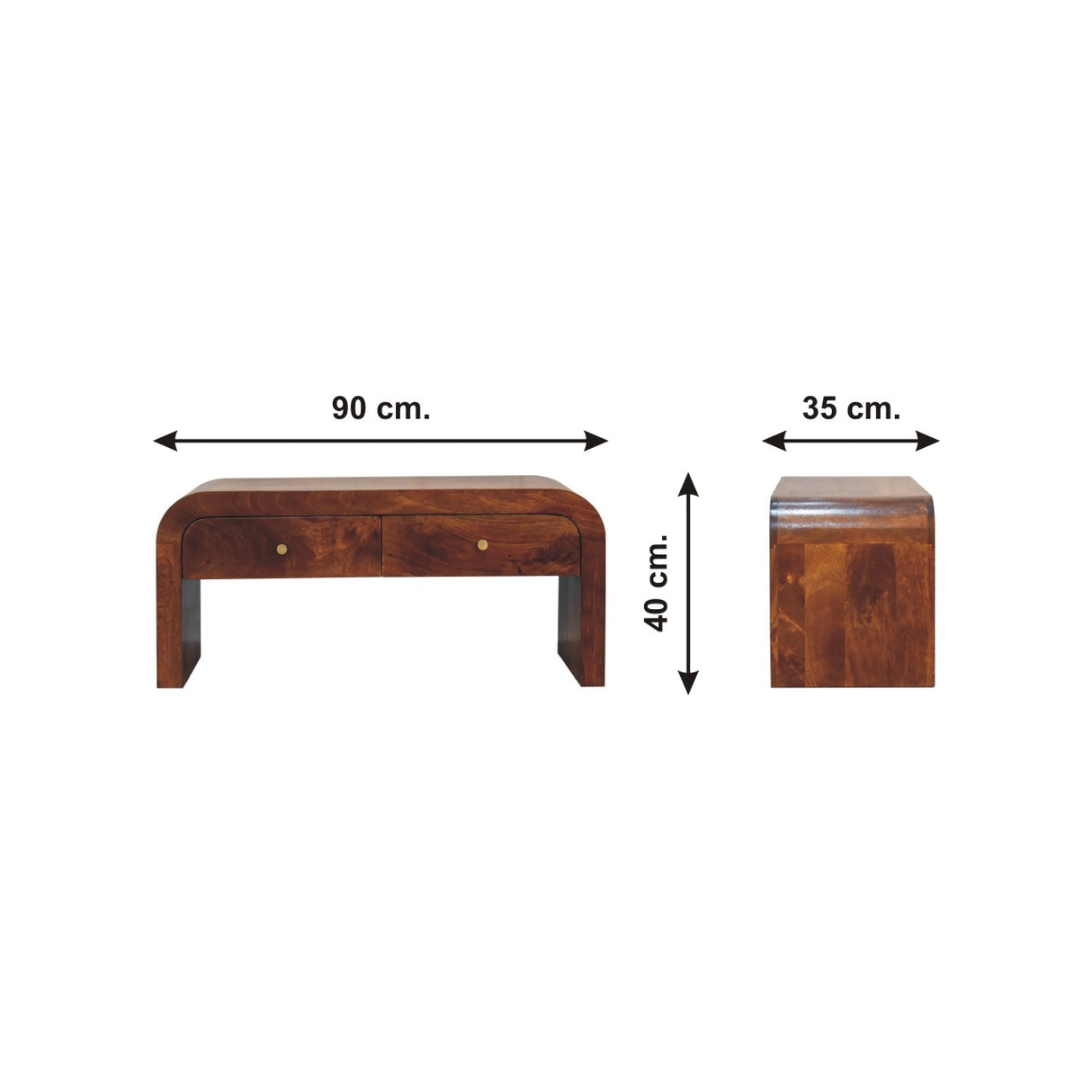 Solid Mango Wood TV Stand With 2 Drawers - Darcy
