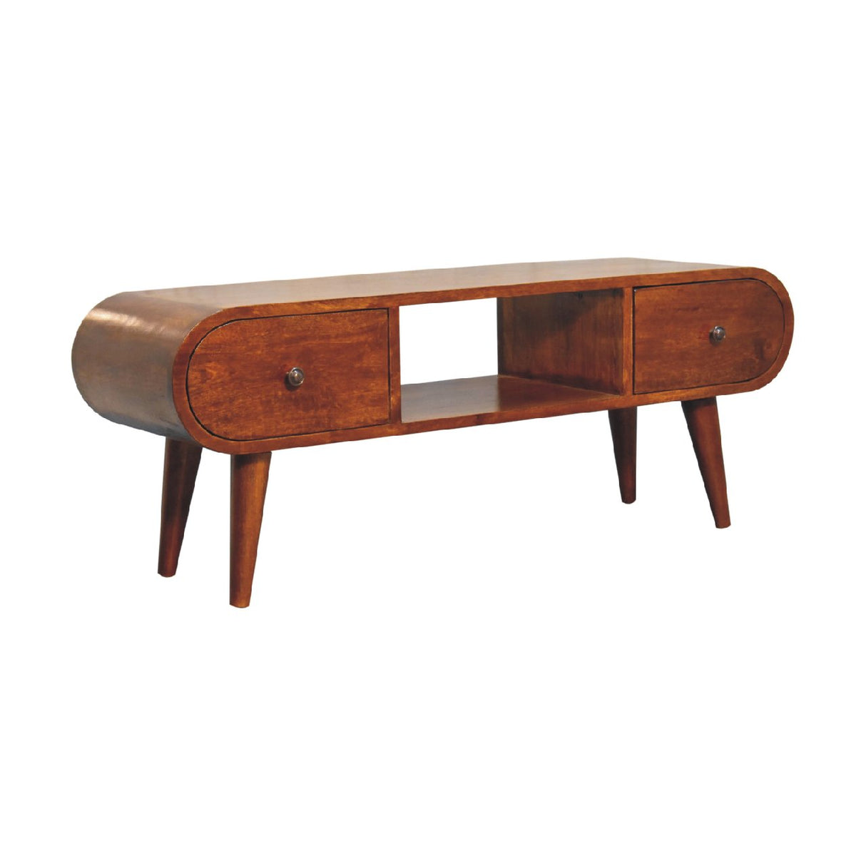 Solid Mango Wood TV Stand With 2 Drawers - London