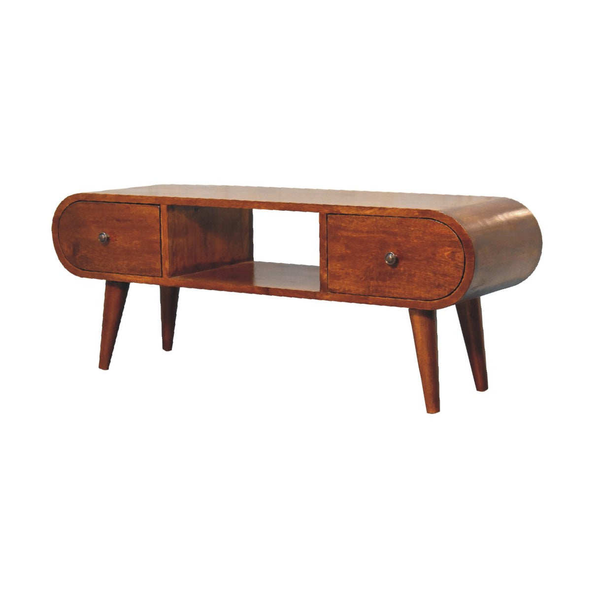 Solid Mango Wood TV Stand With 2 Drawers - London