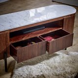Solid Mango Wood TV Stand With 2 Drawers And Marble Top - Opal