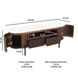 Solid Mango Wood TV Stand With 2 Drawers And Marble Top - Opal