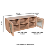 Solid Mango Wood TV Stand With 2 Fluted Glass Doors - Indus