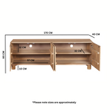 Solid Mango Wood TV Stand With 4 Doors - Austin