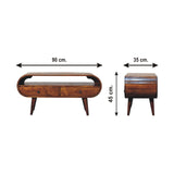 Solid Mango Wood TV Stand Circular With 2 Drawers - Birmingham