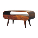 Solid Mango Wood TV Stand Circular With 2 Drawers - Birmingham