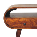Solid Mango Wood TV Stand Circular With 2 Drawers - Birmingham