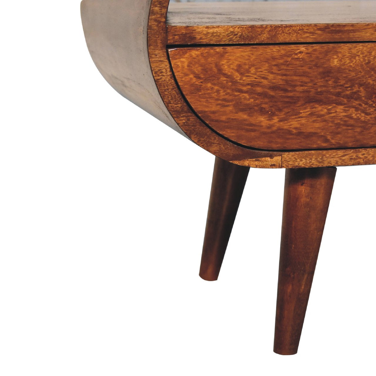 Solid Mango Wood TV Stand Circular With 2 Drawers - Birmingham