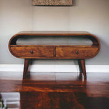 Solid Mango Wood TV Stand Circular With 2 Drawers - Birmingham