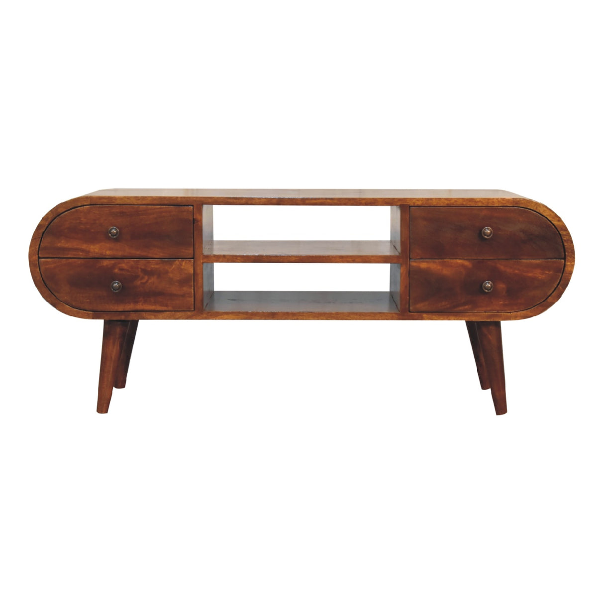 Solid Mango Wood TV Stand Circular With 4 Drawers - Birmingham