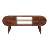 Solid Mango Wood TV Stand Circular With 4 Drawers - Birmingham