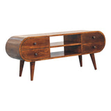 Solid Mango Wood TV Stand Circular With 4 Drawers - Birmingham