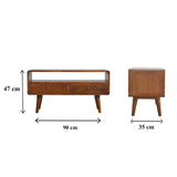 Solid Mango Wood TV Stand Curved With 2 Drawers - Gloucester