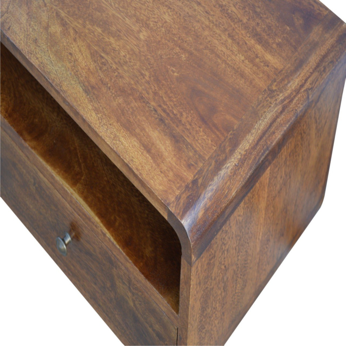Solid Mango Wood TV Stand Curved With 2 Drawers - Gloucester