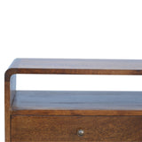 Solid Mango Wood TV Stand Curved With 2 Drawers - Gloucester