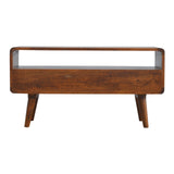 Solid Mango Wood TV Stand Curved With 2 Drawers - Gloucester