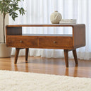 Solid Mango Wood TV Stand Curved With 2 Drawers - Gloucester