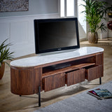 Solid Mango Wood TV Stand With Marble Top - Opal