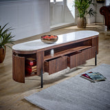 Solid Mango Wood TV Stand With Marble Top - Opal