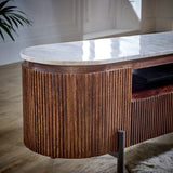 Solid Mango Wood TV Stand With Marble Top - Opal