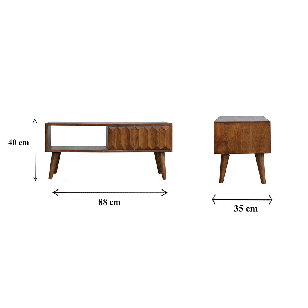 Solid Mango Wood TV Stand Prism With 1 Sliding Door - Birmingham