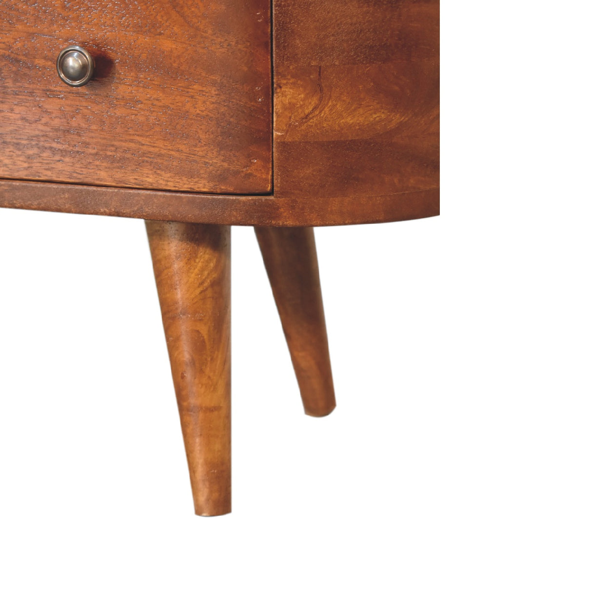 Solid Mango Wood TV Stand Round And Open With 2 Drawers - Birmingham
