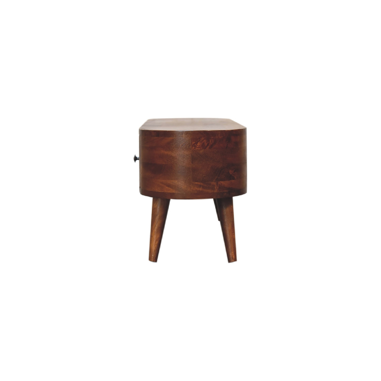 Solid Mango Wood TV Stand Round And Open With 2 Drawers - Birmingham