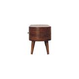 Solid Mango Wood TV Stand Round And Open With 2 Drawers - Birmingham