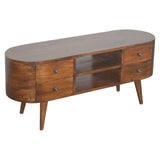 Solid Mango Wood TV Stand Rounded With 4 Drawers - Chester