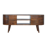 Solid Mango Wood TV Stand Rounded With 4 Drawers - Chester