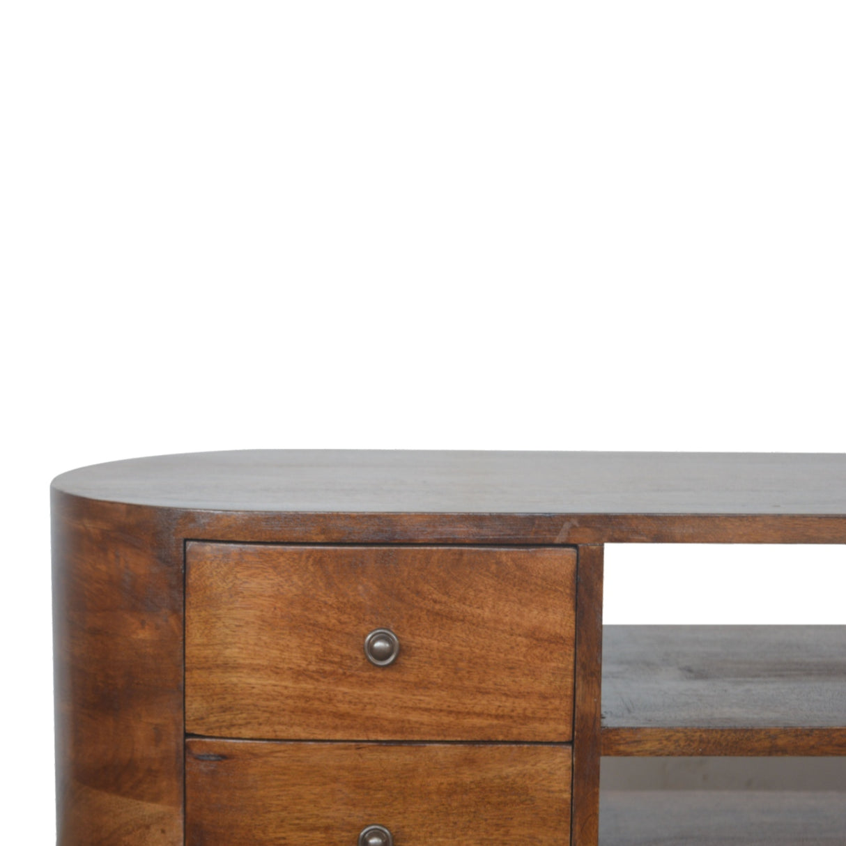 Solid Mango Wood TV Stand Rounded With 4 Drawers - Chester