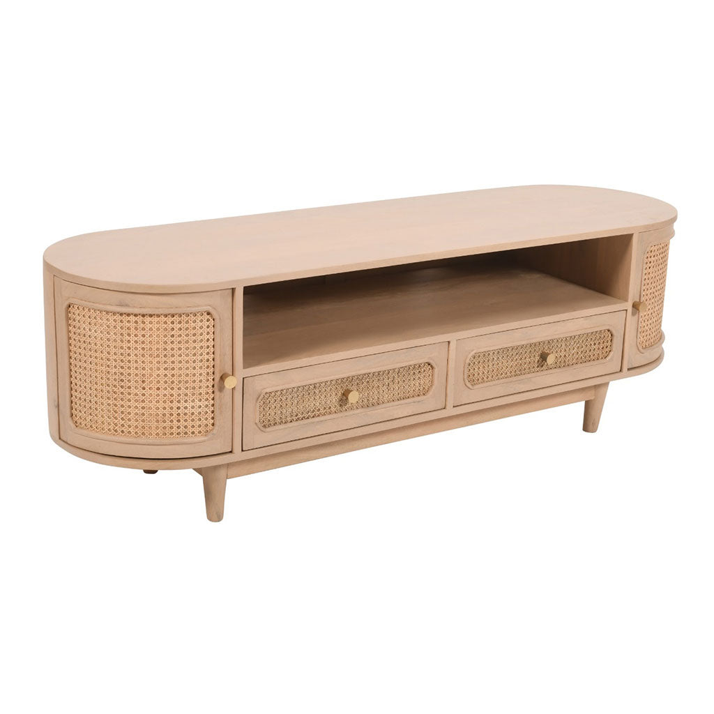 Solid Mango Wood TV Stand With 2 Doors And 2 Drawers - Valencia