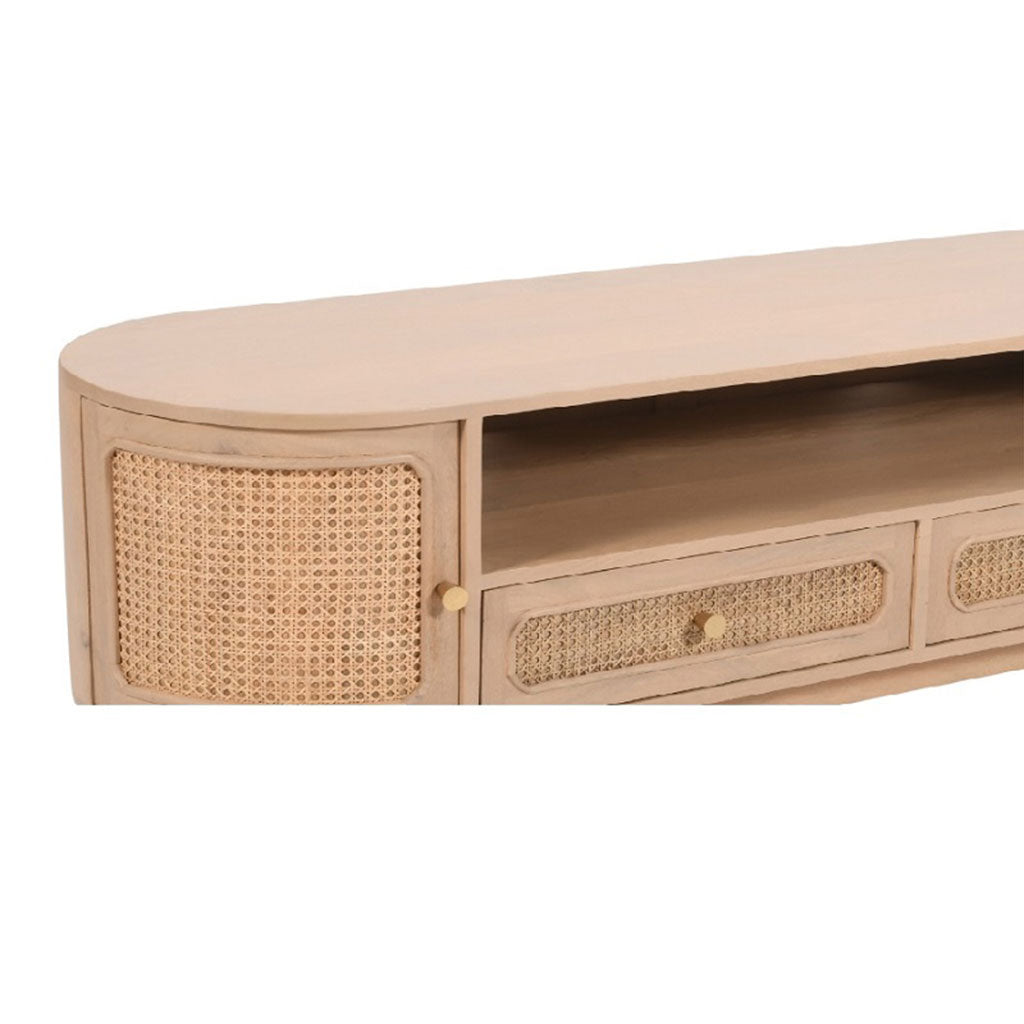 Solid Mango Wood TV Stand With 2 Doors And 2 Drawers - Valencia