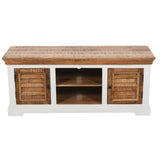 Solid Mango Wood TV Stand With 2 Doors And 2 Shelves - Alfie