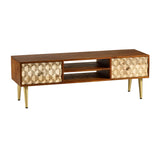 Solid Mango Wood TV Stand With 2 Drawers And 2 Shelves - Edison