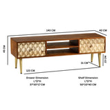 Solid Mango Wood TV Stand With 2 Drawers And 2 Shelves - Edison