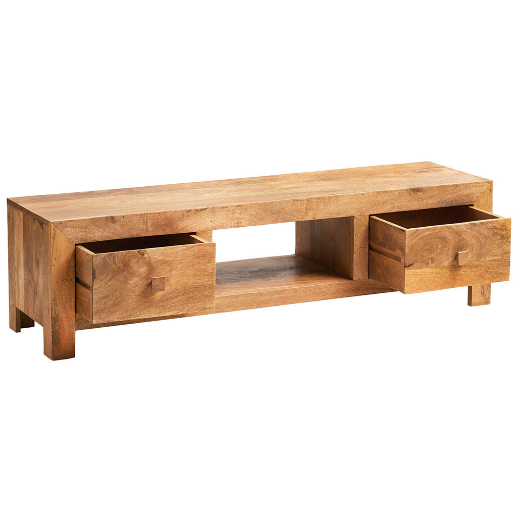 Solid Mango Wood TV Stand With 2 Drawers - Toko
