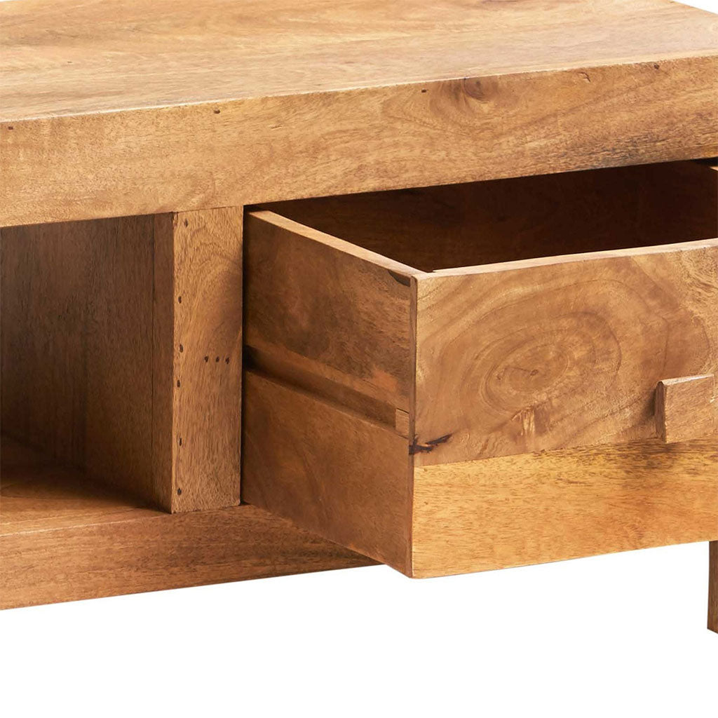 Solid Mango Wood TV Stand With 2 Drawers - Toko