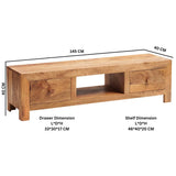 Solid Mango Wood TV Stand With 2 Drawers - Toko