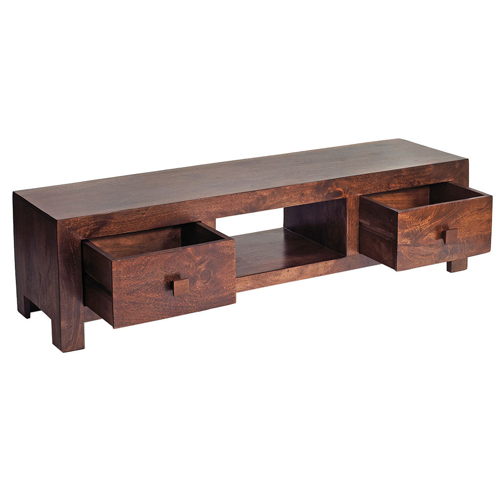 Solid Mango Wood TV Stand With 2 Drawers - Toko