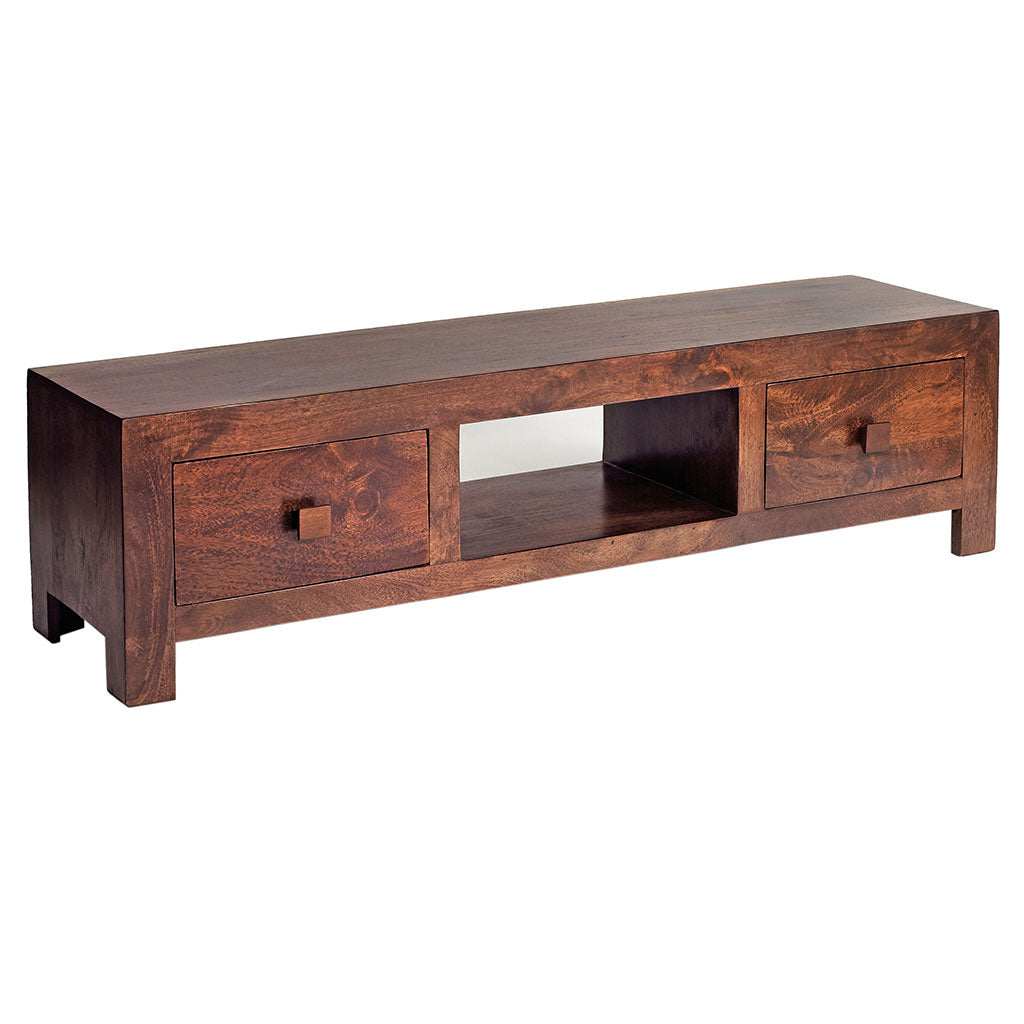 Solid Mango Wood TV Stand With 2 Drawers - Toko