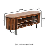Solid Mango Wood TV Stand With 2 Shelves - Inverley Designs