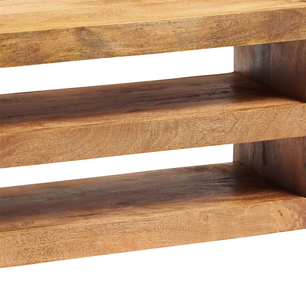 Solid Mango Wood TV Stand With 2 Shelves - Toko